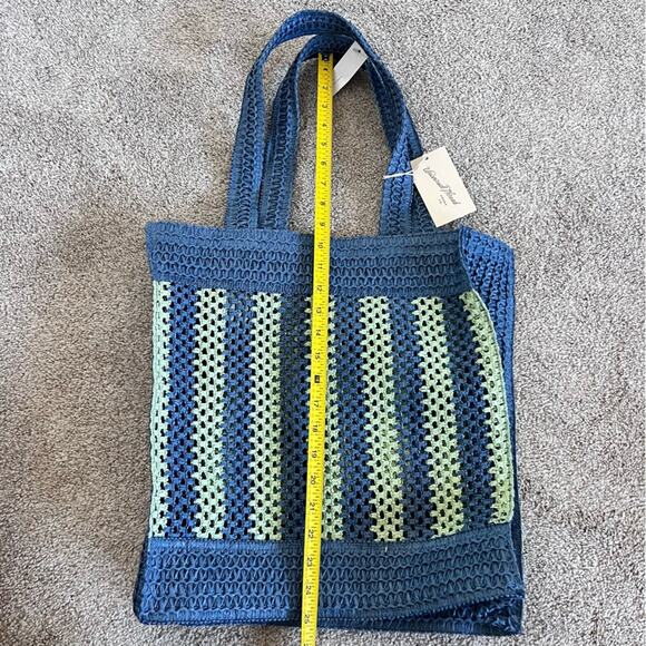 NWT Universal Thread Straw Tote Purse Yellow and Blue - Picture 4 of 10